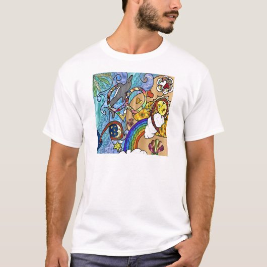 Retro 60er Psychedelic am Strand Geschenke Apparel T-Shirt (Vorderseite)