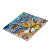 Retro 60er Psychedelic am Strand Keramik Tile Fliese (Seite)