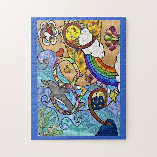 Retro 60er Psychedelic am Strand Puzzle (Vertikal)