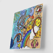 Retro 60er Psychedelic an der Stranduhr Quadratische Wanduhr (Winkel)