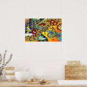 Retro 60er Psychedelic Cycle Life Print Poster (Küche)