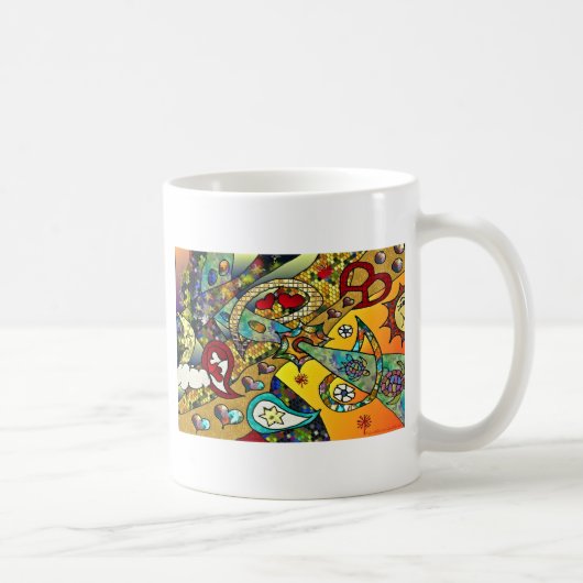 Retro 60er Psychedelic Cycle of Life Geschenke App Kaffeetasse (Rechts)