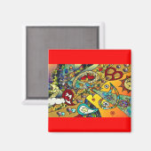 Retro 60er Psychedelic Cycle of Life Geschenke App Magnet (Vorderseite/Rückseite)