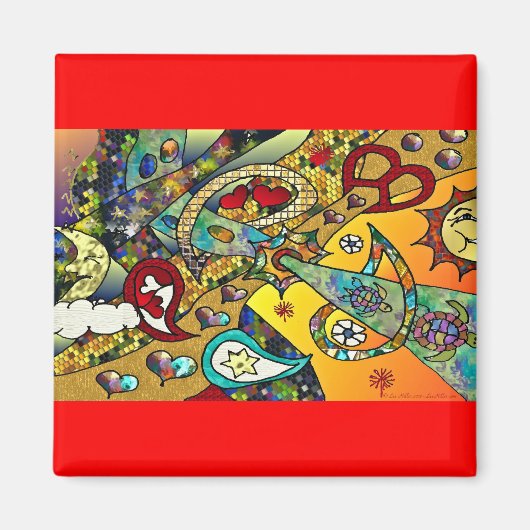 Retro 60er Psychedelic Cycle of Life Geschenke App Magnet (Vorne)