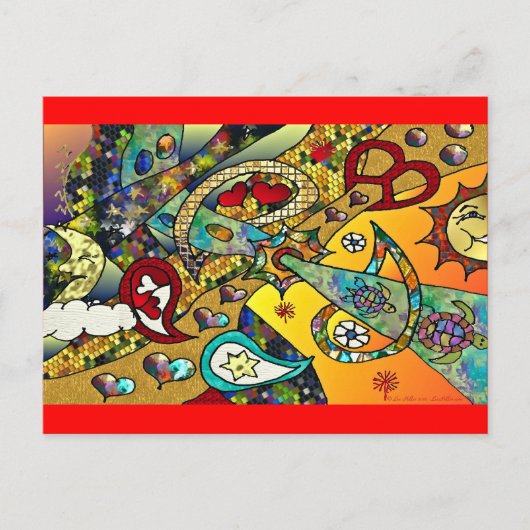 Retro 60er Psychedelic Cycle of Life Geschenke App Postkarte (Vorderseite)