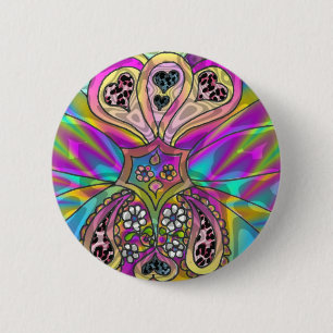Retro 60er Psychedelic Hearts Blume Geschenke Appa Button