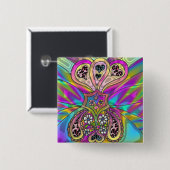Retro 60er Psychedelic Hearts Blume Geschenke Appa Button (Vorne & Hinten)