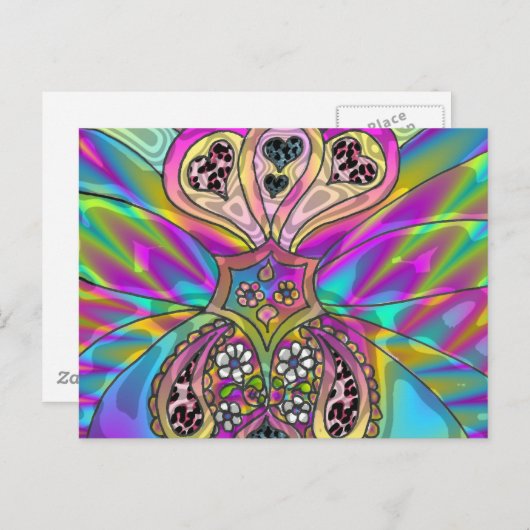 Retro 60er Psychedelic Hearts Blume Geschenke Appa Postkarte (Vorne/Hinten)