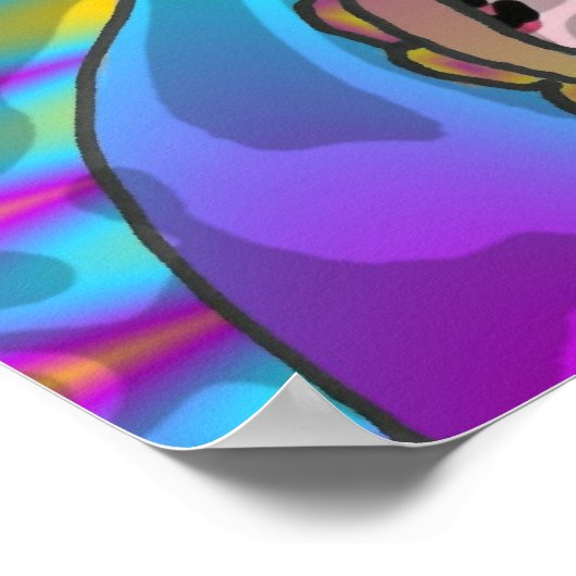 Retro 60er Psychedelic Hearts Blume Print Poster (Ecke)