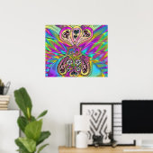 Retro 60er Psychedelic Hearts Blume Print Poster (Heimbüro)