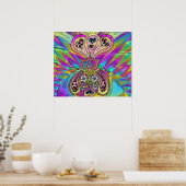 Retro 60er Psychedelic Hearts Blume Print Poster (Küche)