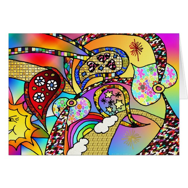 Retro 60er Psychedelic Hearts Paisley Gifts Appare (Vorderseite (Horizontal))
