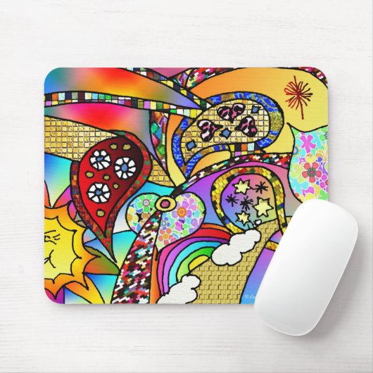 Retro 60er Psychedelic Hearts Paisley Gifts Appare Mousepad (Mit Mouse)