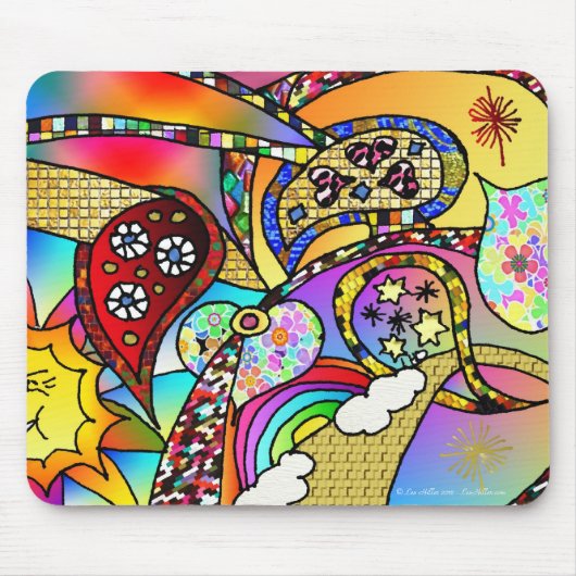 Retro 60er Psychedelic Hearts Paisley Gifts Appare Mousepad (Vorne)