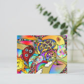 Retro 60er Psychedelic Hearts Paisley Gifts Appare Postkarte (Stehend Vorderseite)