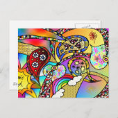 Retro 60er Psychedelic Hearts Paisley Gifts Appare Postkarte (Vorne/Hinten)