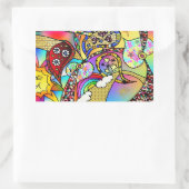 Retro 60er Psychedelic Hearts Paisley Gifts Appare Rechteckiger Aufkleber (Tasche)