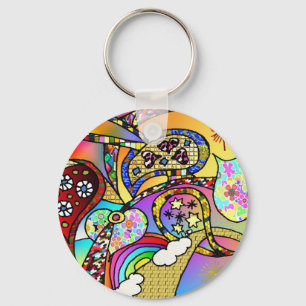 Retro 60er Psychedelic Hearts Paisley Gifts Appare Schlüsselanhänger