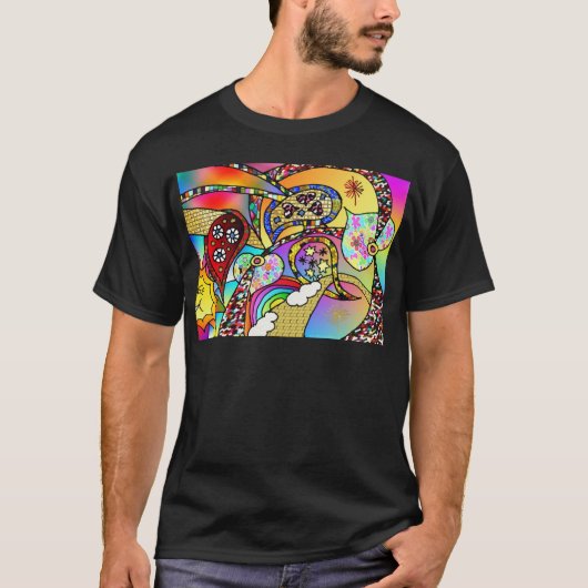 Retro 60er Psychedelic Hearts Paisley Gifts Appare T-Shirt (Vorderseite)