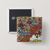 Retro 60er Psychedelic Magic Mushroom Button (Vorne & Hinten)