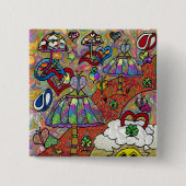 Retro 60er Psychedelic Magic Mushroom Button (Vorderseite)