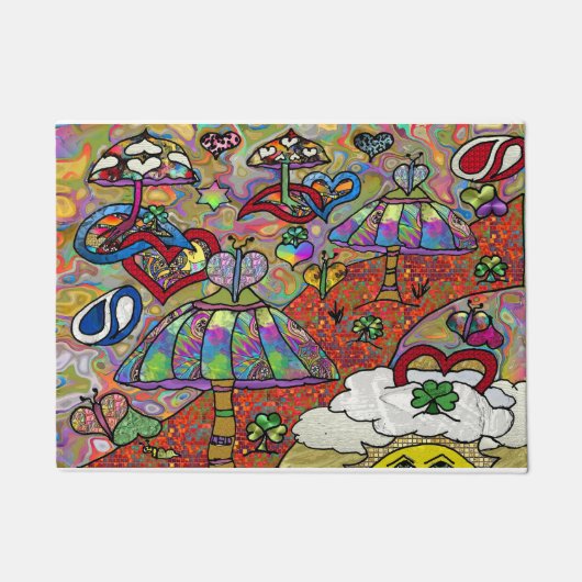 Retro 60er Psychedelic Magic Mushroom Door Mat Fußmatte (Vorderseite)