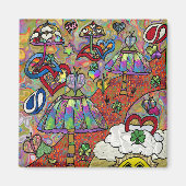 Retro 60er Psychedelic Magic Mushroom Magnet (Vorne)