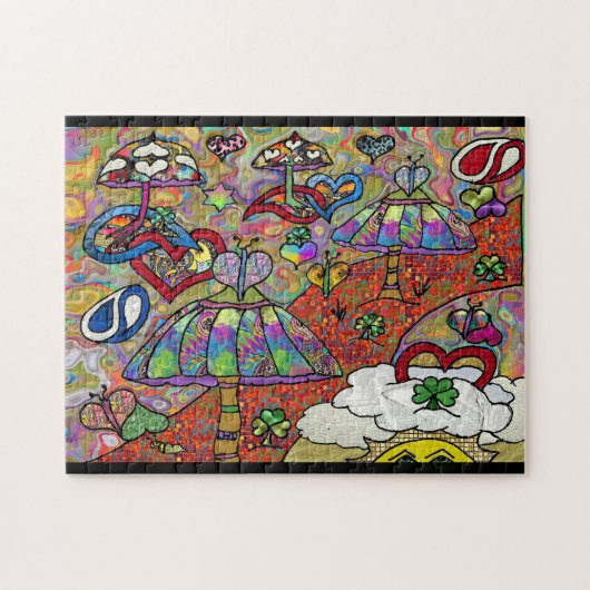 Retro 60er Psychedelic Magic Mushroom Puzzle (Horizontal)