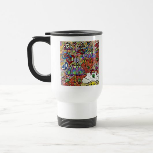 Retro 60er Psychedelic Magic Mushroom-Tasse Reisebecher (Links)