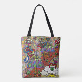 Retro 60er Psychedelic Magic Mushroom Tote Bag Tasche (Rückseite)