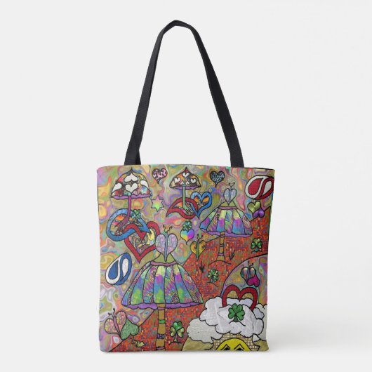 Retro 60er Psychedelic Magic Mushroom Tote Bag Tasche (Rückseite)