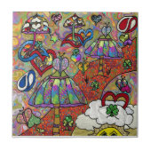 Retro 60er Psychedelic Magic Mushrooms Keramik Til Fliese (Vorderseite)