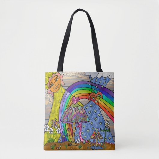 Retro 60er Psychedelic Magic Mushrooms Tote Bag Tasche (Vorderseite)