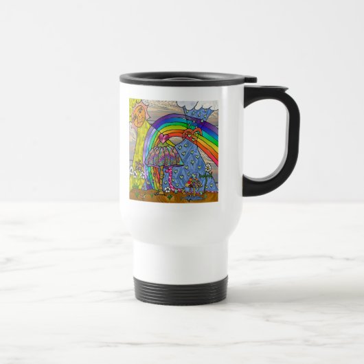 Retro 60er Psychedelic Magic Mushrooms Travel Mug Reisebecher (Rechts)
