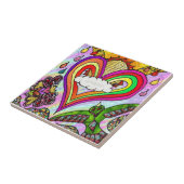 Retro 60er Psychedelic Rainbow Heart Tile Fliese (Seite)