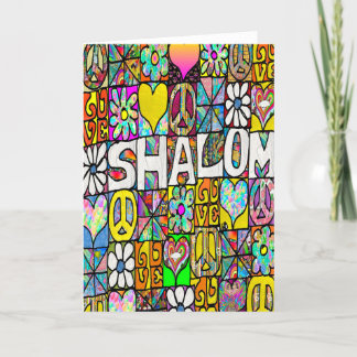 Retro 60er Psychedelic Shalom Grußkarte Dankeskarte