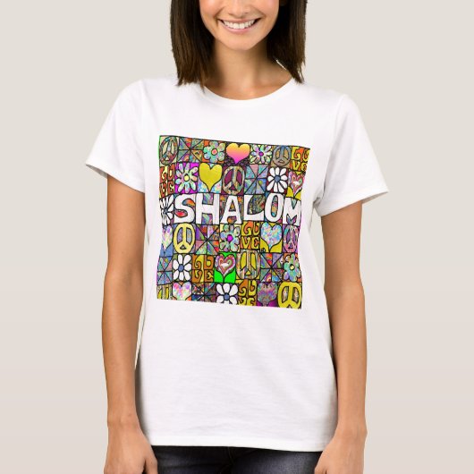 Retro 60er Psychedelic Shalom LIEBE Apparel Gesche T-Shirt (Vorderseite)