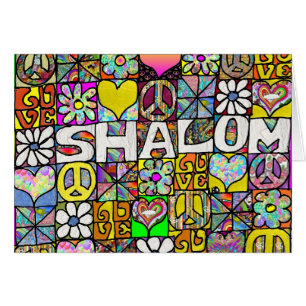 Retro 60er Psychedelic Shalom LIEBE Card
