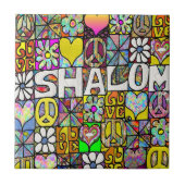 Retro 60er Psychedelic Shalom LIEBE Keramik Tile Fliese (Vorderseite)