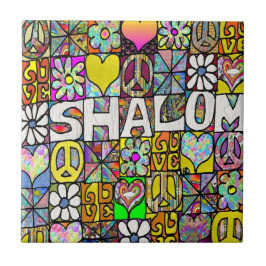 Retro 60er Psychedelic Shalom LIEBE Keramik Tile Fliese