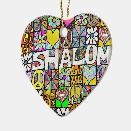 Retro 60er Psychedelic Shalom LIEBE Ornament (Links)