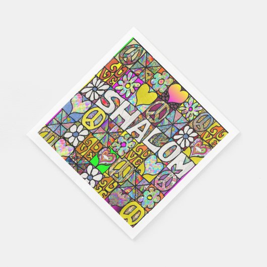 Retro 60er Psychedelic Shalom LIEBE Paper Napkins Serviette (Ecke)