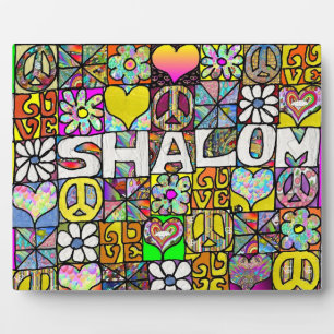 Retro 60er Psychedelic Shalom LIEBE Plaque Fotoplatte