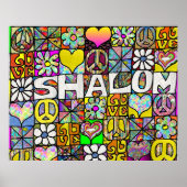 Retro 60er Psychedelic Shalom LIEBE Print Poster (Vorne)