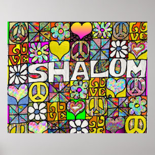 Retro 60er Psychedelic Shalom LIEBE Print Poster