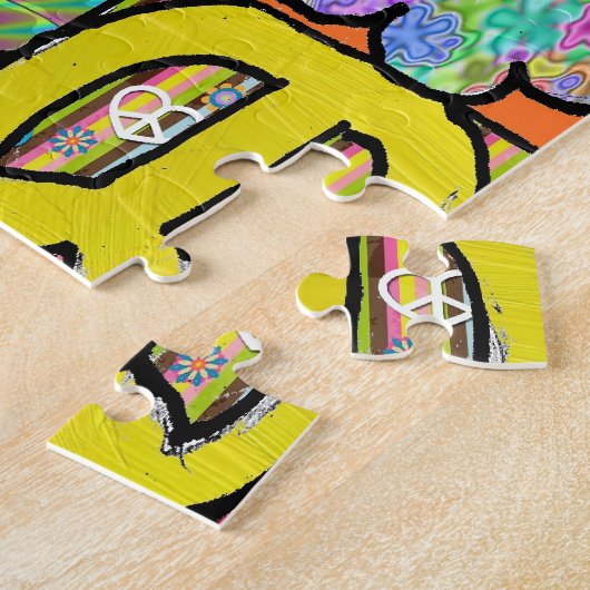 Retro 60er Psychedelic Shalom LIEBE Square Puzzle (Seite)