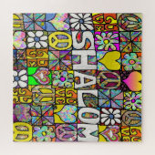Retro 60er Psychedelic Shalom LIEBE Square Puzzle (Horizontal)