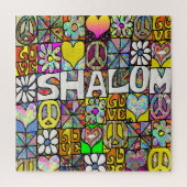 Retro 60er Psychedelic Shalom LIEBE Square Puzzle (Vertikal)