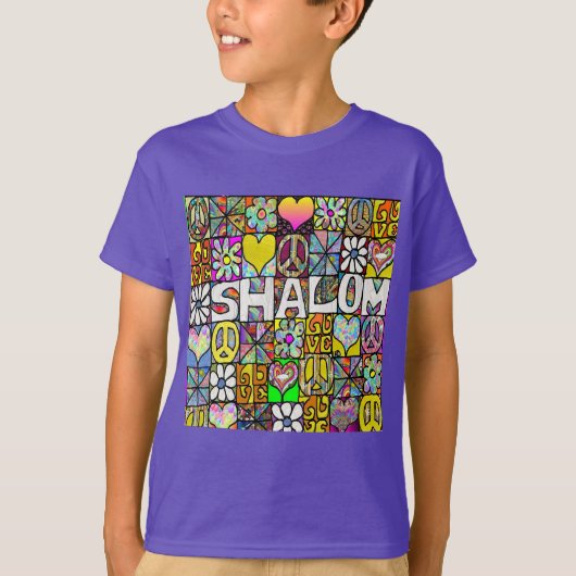 Retro 60er Psychedelic Shalom LIEBE T - Shirt (Vorderseite)
