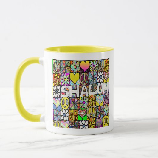 Retro 60er Psychedelic Shalom LIEBE Tasse (Links)